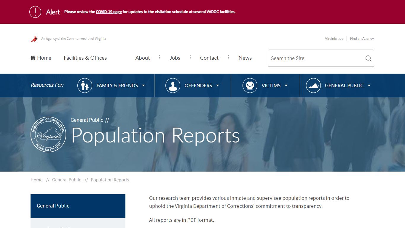 Population Reports — Virginia Department of Corrections