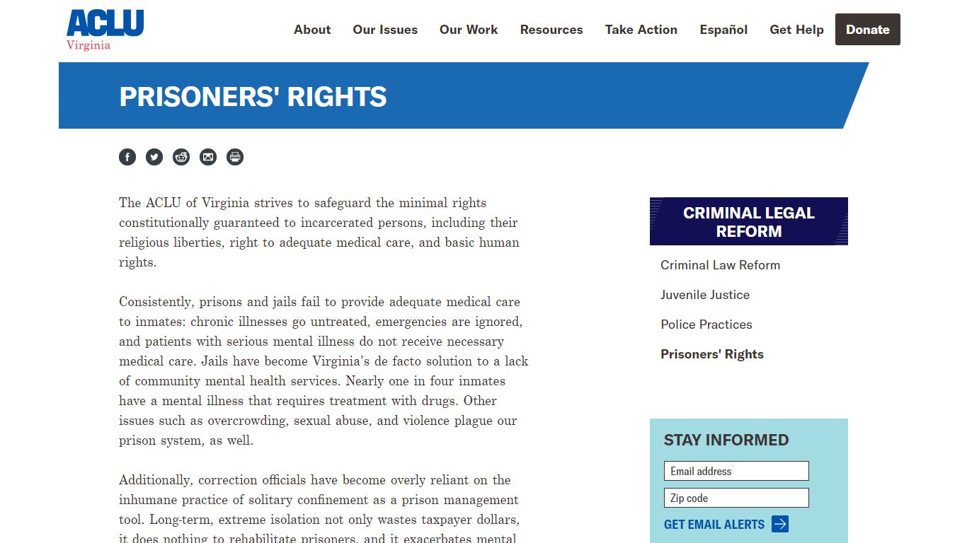 Prisoners' Rights | ACLU of Virginia